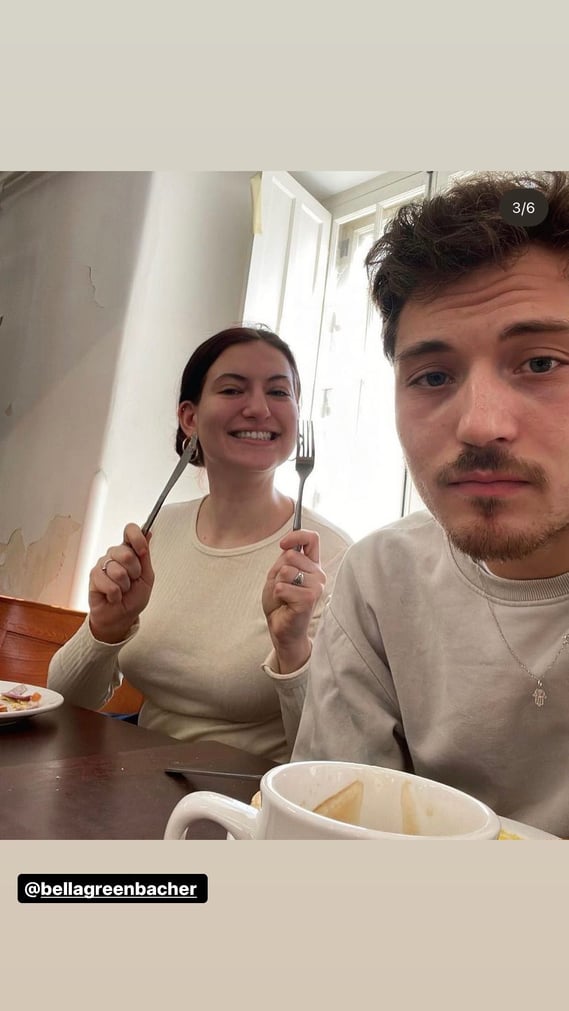 Bella and Ilias having breakfast