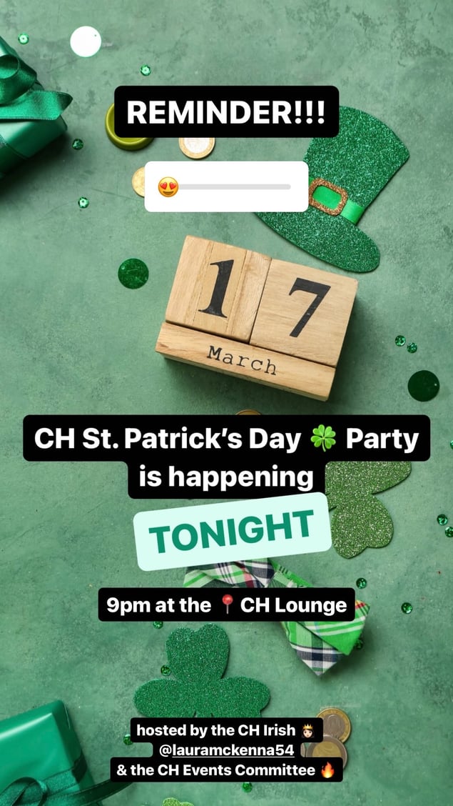 St Patrick's Day Chelsea House Reminder