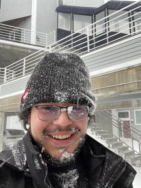 picture of a guy covered in snow